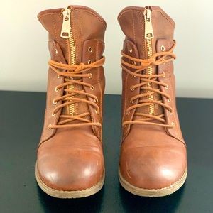 Brown combat boots